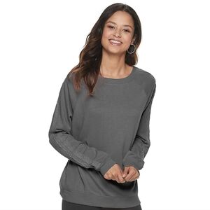 SO Crochet Sleeve Raglan Lightweight Sweatshirt New With Tags